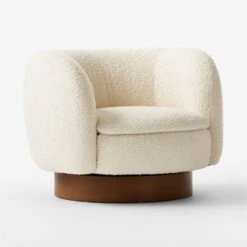 Muir White Boucle Swivel Chair -Optimal Furniture Store MuirWhtBclSwivelChair3QSSF23