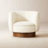 Muir White Boucle Swivel Chair