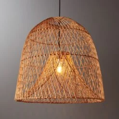 Nassa Woven Bamboo Pendant Light -Optimal Furniture Store NassaBasketPendantNatROF17