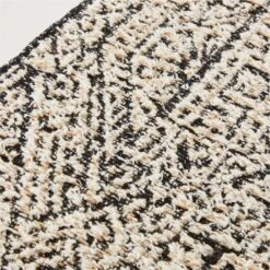 Nava Black And White Patterned Table Runner 14"x90" -Optimal Furniture Store NavaRunner14X120inROF20