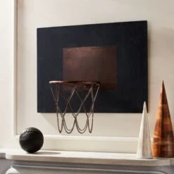Leather Head Small Black Leather Basketball -Optimal Furniture Store NavyLthrNCpprBsktblHoopBlHlFHF19