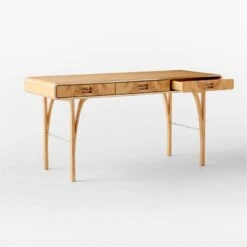 Noemie 3-Drawer Burl Wood Office Desk -Optimal Furniture Store NoemieBurlDeskAV2SSS23