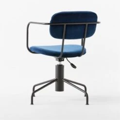 Nyle Navy Blue Velvet Office Chair -Optimal Furniture Store NyleNavyVlvtChair3QBSSS23