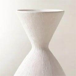 Olpe Ribbed White Terracotta Vase -Optimal Furniture Store OlpeWhiteRibbedVaseAVSHF23