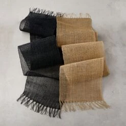 Open Weave Black Table Runner 14"x90" -Optimal Furniture Store OpenWeaveRnnrBlkNNatGrpFHS21