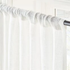 White Linen Openweave Window Curtain Panel 48''x84'' -Optimal Furniture Store OpnwvWhtLn96CurtainPnlAV2SHS23