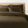 Organic Cotton Sateen 520 Thread Count Dark Green Duvet Cover And Pillow Shams