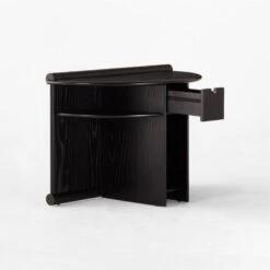 Osoppo Black Ebonized Ash Wood Nightstand -Optimal Furniture Store OsoppoBlackNightstand3QAVSSF22