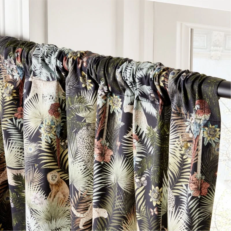 Palm Grove Jungle-Print Window Curtain Panel 48"x84" 3 Palm Grove Jungle-Print Window Curtain Panel 48"x84" - Image 3