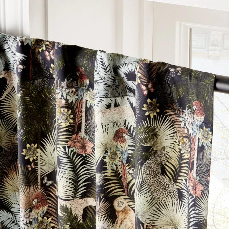 Palm Grove Jungle-Print Window Curtain Panel 48"x84" 2 Palm Grove Jungle-Print Window Curtain Panel 48"x84" - Image 2