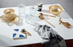 Brushed Gold Cooking Utensils -Optimal Furniture Store ParasolBlueAndWhiteMarbleTrivetNV19