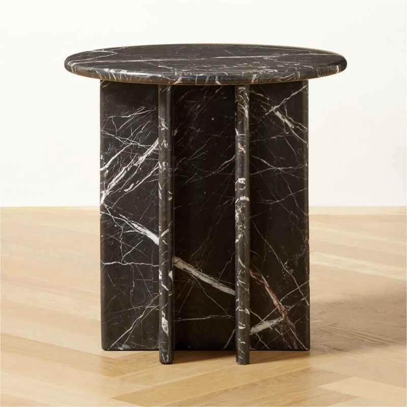 Pasar Round Black Marble Side Table 1 Pasar Round Black Marble Side Table