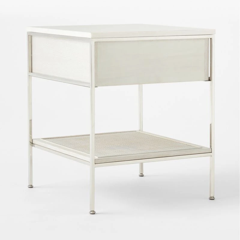 Connoisseur 2-Drawer White Oak Wood Nightstand With Marble Top Model 8714 7 Connoisseur 2-Drawer White Oak Wood Nightstand With Marble Top Model 8714 - Image 7