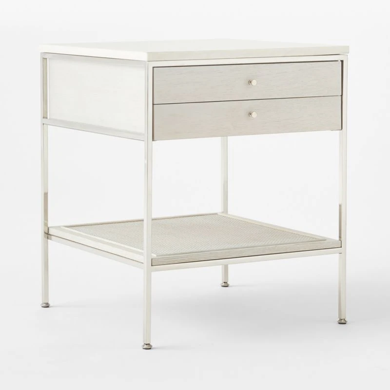 Connoisseur 2-Drawer White Oak Wood Nightstand With Marble Top Model 8714 4 Connoisseur 2-Drawer White Oak Wood Nightstand With Marble Top Model 8714 - Image 4