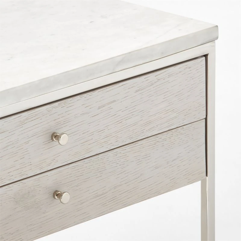 Connoisseur 2-Drawer White Oak Wood Nightstand With Marble Top Model 8714 8 Connoisseur 2-Drawer White Oak Wood Nightstand With Marble Top Model 8714 - Image 8
