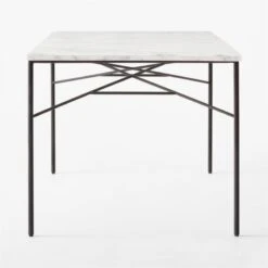 Pavilion Black Metal Outdoor Dining Table With Marble Top Model 6141 -Optimal Furniture Store Pavilion6141BkDnTbWMbTpSDSSS23
