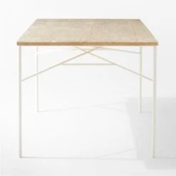 Pavilion Ivory Metal Outdoor Dining Table With Travertine Top Model 6141 -Optimal Furniture Store Pavilion6141IvDnTbWTrvTpSDSSS22