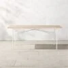 Pavilion Ivory Metal Outdoor Dining Table With Travertine Top Model 6141