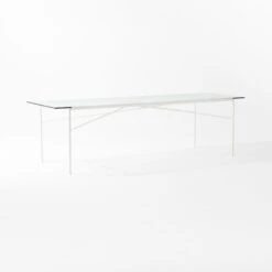 Pavilion Large Ivory Metal Outdoor Patio Dining Table With Glass Top Model 6142 -Optimal Furniture Store Pavilion6142IvDnTbWGlsTp3QSSS22