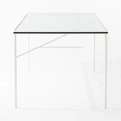 Pavilion Large Ivory Metal Outdoor Patio Dining Table With Glass Top Model 6142 -Optimal Furniture Store Pavilion6142IvDnTbWGlsTpSDSSS22