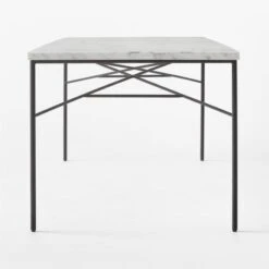 Pavilion Black Metal Outdoor Dining Table With Marble Top Large Model 6142 -Optimal Furniture Store Pavilion6142LBkDnTbWMbTpSDSSS23