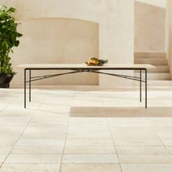 Large Pavilion Travertine Outdoor Dining Table Model 6142