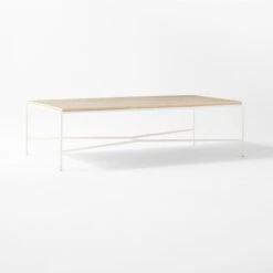 Pavilion Ivory Metal Outdoor Coffee Table With Travertine Top Model 6511 -Optimal Furniture Store Pavilion6151IvCfTbWTrvTp3QSSS22