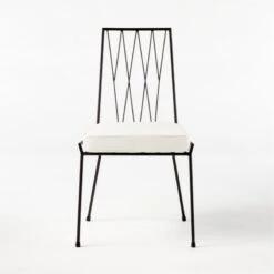 Pavilion Black Armless Outdoor Dining Chair With Ivory Sunbrella ® Cushion Model 6150 -Optimal Furniture Store Pavilion6350IvArmlssDnChSOSSS21