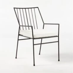 Pavilion Black Outdoor Dining Armchair With Ivory Sunbrella ® Cushion Model 6470 -Optimal Furniture Store Pavilion6470IvyDiningChr3QSSS21 2