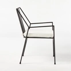 Pavilion Black Outdoor Dining Armchair With Ivory Sunbrella ® Cushion Model 6470 -Optimal Furniture Store Pavilion6470IvyDiningChrSDSSS21 2