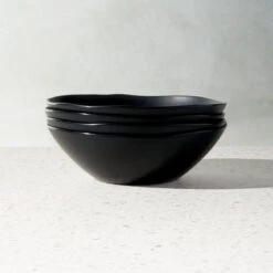 Pebble Matte Black Melamine Salad Bowl Set Of 4