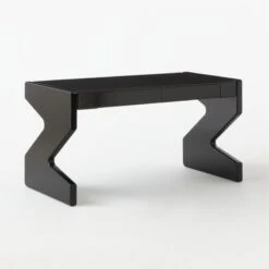 Perno 2-Drawer High-Gloss Black Oak Wood Desk -Optimal Furniture Store PernoDesk3QSSS23