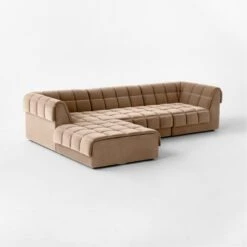 Pezzo 4-Piece L-Shaped Toffee Brown Velvet Sectional Sofa With Right Arm -Optimal Furniture Store Pezzo4PcBgVlvtRASect3QSSS23