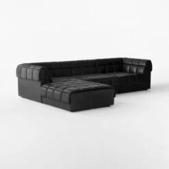 Pezzo 4-Piece L-Shaped Black Leather Sectional Sofa With Right Arm -Optimal Furniture Store Pezzo4PcBlkLthrRASect3QSSS23