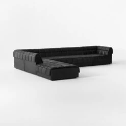 Pezzo 6-Piece L-Shaped Black Leather Sectional Sofa With Right Arm -Optimal Furniture Store Pezzo6PcBlkLthrRASect3QSSS23