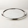 Piero Round Stainless Steel And Marble Serving Tray Set