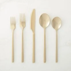 20-Piece Pin Shiny Gold Flatware Set