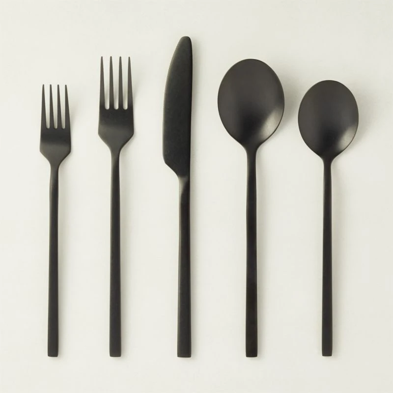 20-Piece Pin Tumbled Black Flatware Set 1 20-Piece Pin Tumbled Black Flatware Set