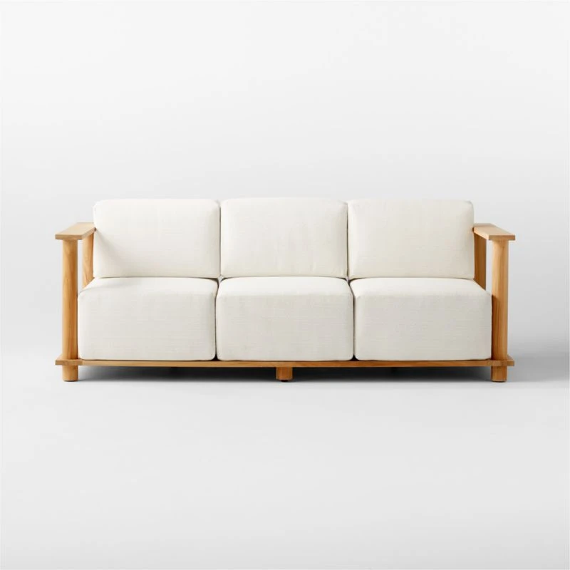 Pinet Teak Outdoor Sofa With Textured Ivory Perennials® Cushions 3 Pinet Teak Outdoor Sofa With Textured Ivory Perennials® Cushions - Image 3