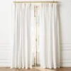 Pleated White Linen Window Curtain Panel 48"x120"