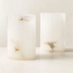 Poe White Alabaster Pillar Candle Holder Small -Optimal Furniture Store PoeAlbstrPillarHolderSmAV3SHF23