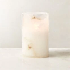 Poe White Alabaster Pillar Candle Holder Small -Optimal Furniture Store PoeAlbstrPillarHolderSmROF23