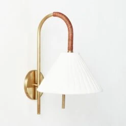 Pogo Brass And Cane Wall Sconce