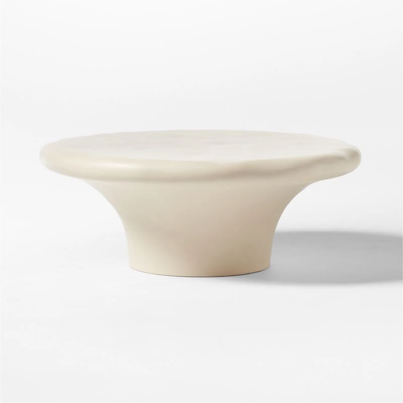 Pompeo Round Ivory Cast Resin Outdoor Coffee Table Small 4 Pompeo Round Ivory Cast Resin Outdoor Coffee Table Small - Image 4