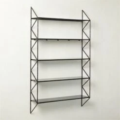 Ponte Black Metal Wall Mount Bookshelf Tall -Optimal Furniture Store PonteHmrdRdTallBookcaseAV2SHS22