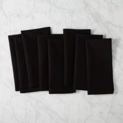 Poplin Black Cloth Napkins Set Of 8