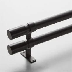 Porter Matte Black Double Curtain Rod 28"-48"x1.25"
