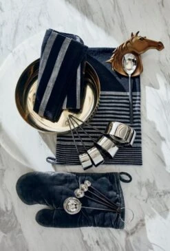 Cafe Organic Cotton Black Striped Dish Towels Set Of 2 -Optimal Furniture Store PorterGoldLowServingBowlMR20 1