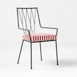 Pavilion Black Outdoor Dining Armchair With Striped Sunbrella ® Cushion Model 6160 Set Of 2 8 Pavilion Black Outdoor Dining Armchair With Striped Sunbrella ® Cushion Model 6160 Set Of 2 -Optimal Furniture Store PvlnBkDnChrWSTdChM61603QSSS22