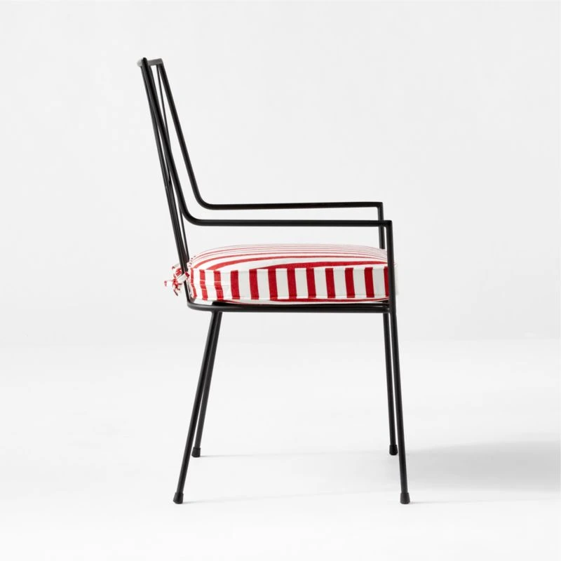 Pavilion Black Outdoor Dining Armchair With Striped Sunbrella ® Cushion Model 6160 Set Of 2 4 Pavilion Black Outdoor Dining Armchair With Striped Sunbrella ® Cushion Model 6160 Set Of 2 - Image 4